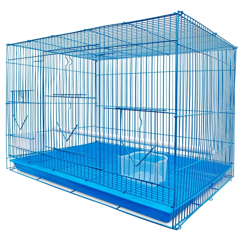 Blue powder-coated wire bird cage